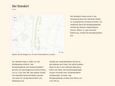 Seitenabschnitt &bdquo;Der Standort&ldquo; auf der Website des Windpark Rhede.