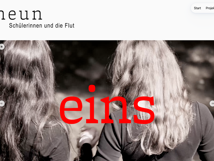 Ansicht der Startseite der Website