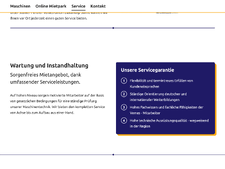 Abschnitt Wartung und Instandhaltung mit einer kurzen Erläuterung und einer Auflistung der Servicegarantien