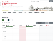 Screenshot der Unterseite „Kalender“, die einen interaktiven Kalender einbindet.
