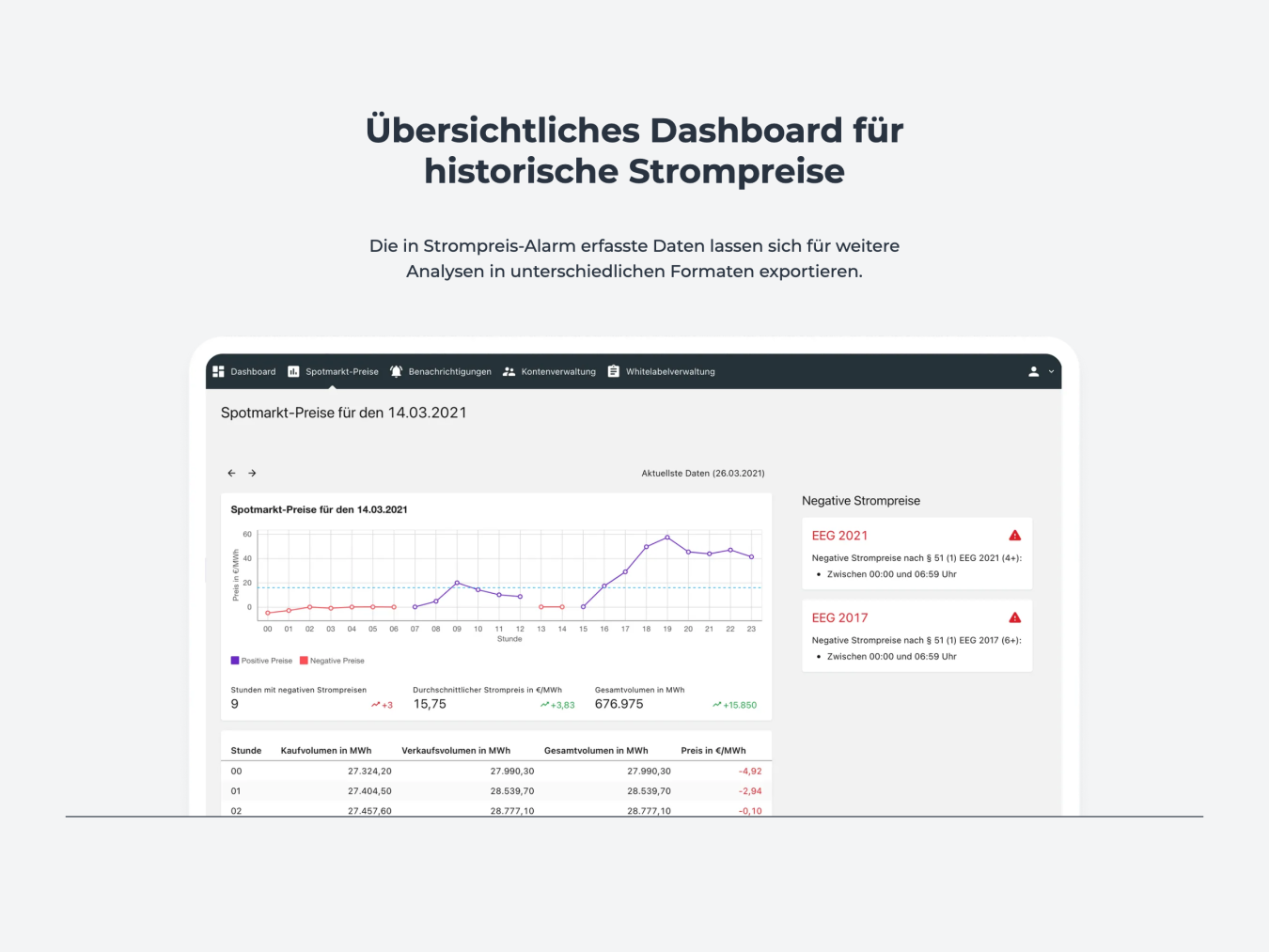 Screenshot mit einer Darstellung des Dashboards und Funktionsbeschreibung.